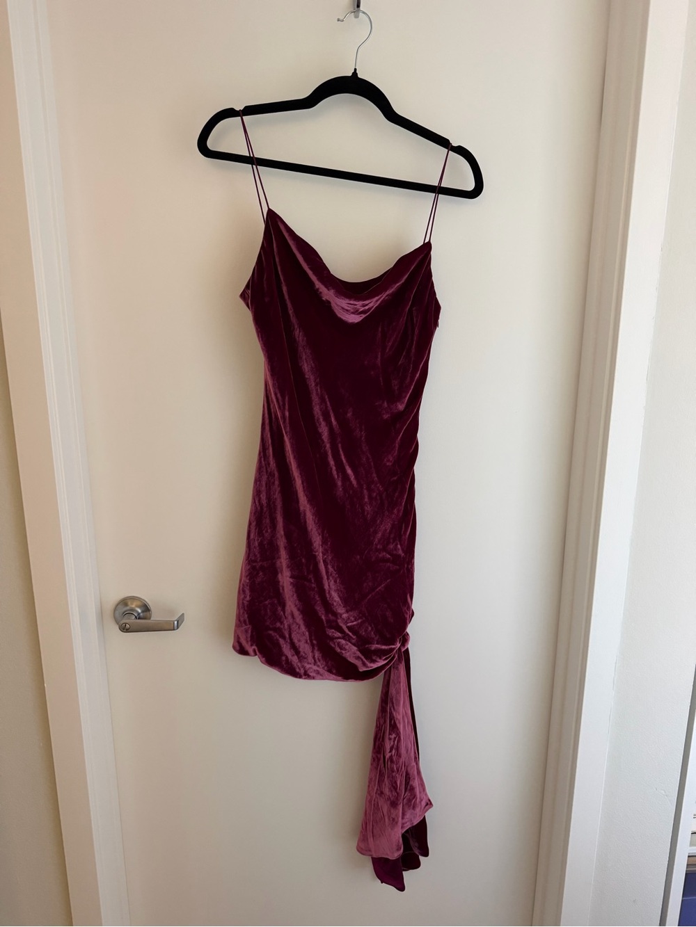 Cinq à Sept - Velvet Cowl Neck Slip Dress in Deep Burgundy